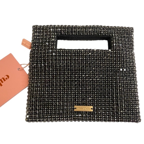 NWT Cult Gaia Lucinda Nano Black Rhinestone Gem Mesh Mini Bag Purse Accessory - Picture 1 of 9